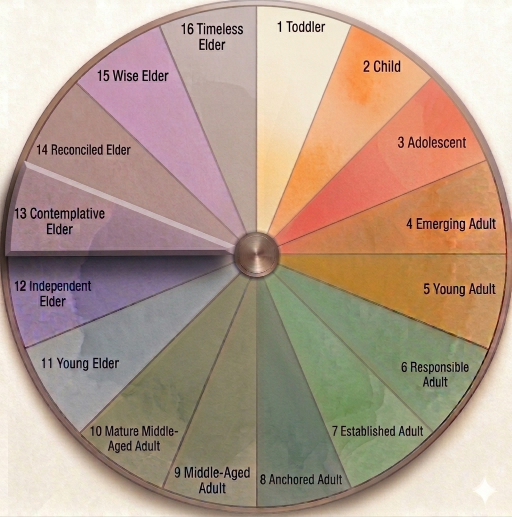 Contemplative Elder life stage illustration